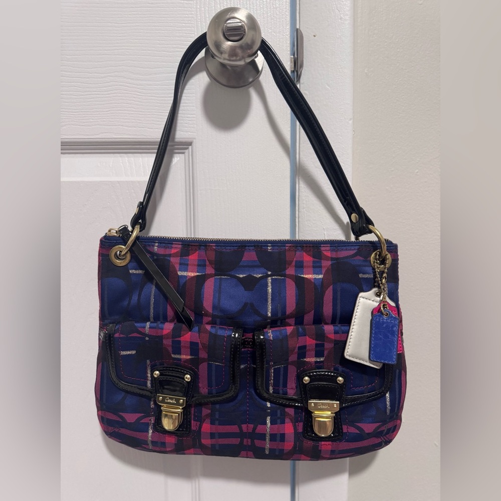 Coach Blue and Pink Plaid Women's Bag
